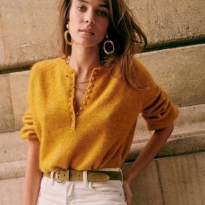Sezane Léon jumper sweater in caraway yellow, sold out, size small, like new